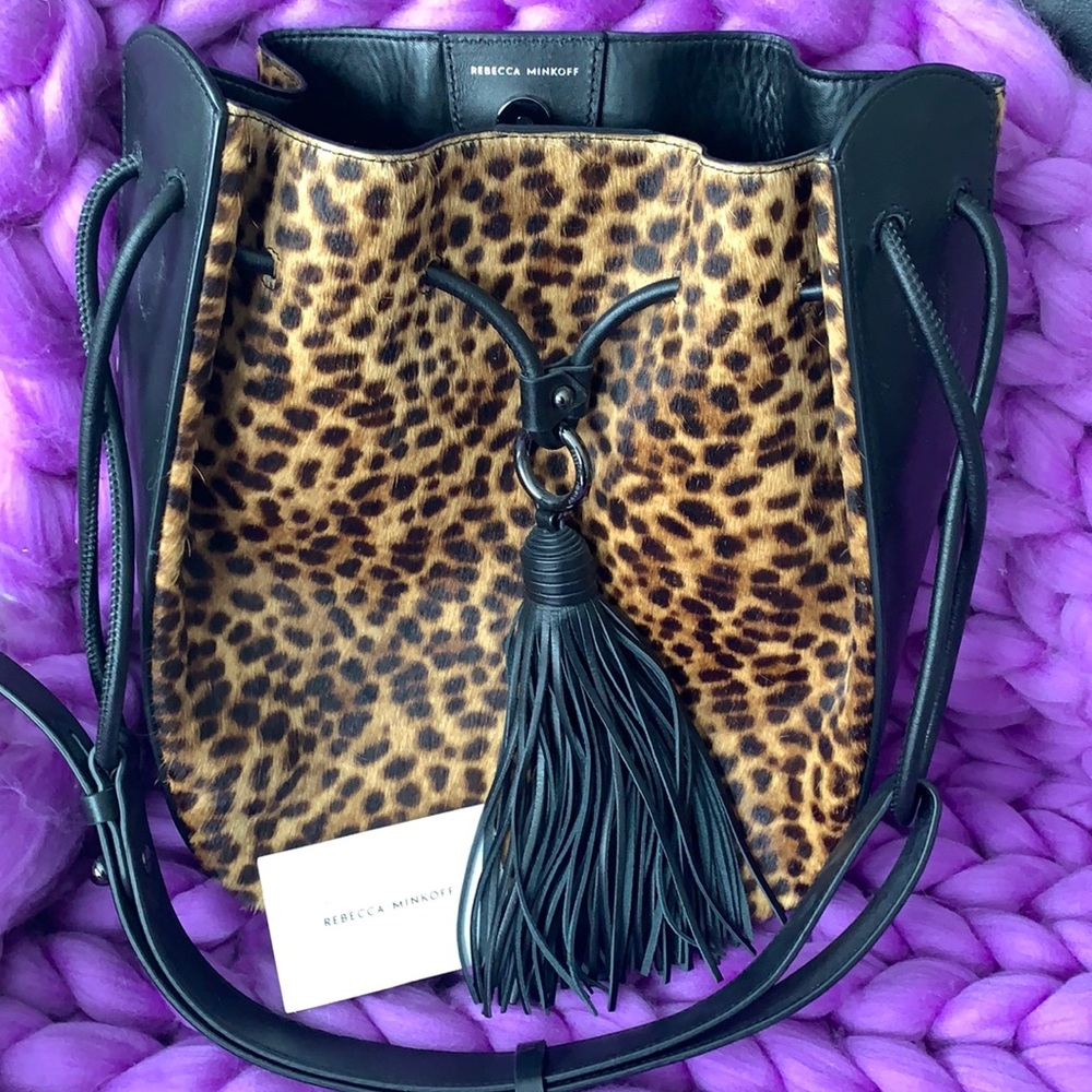 Rebecca Minkoff LuLu Hobo Bag Purse Leather and Leopard Cheetah Animal Print